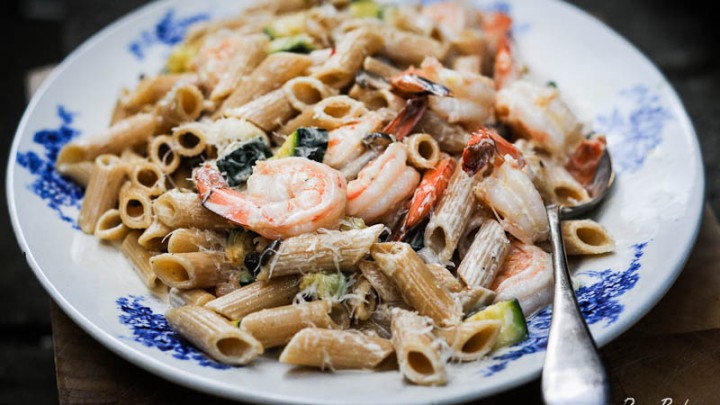 Fish is the Dish: Whole Wheat Penne with Prawns