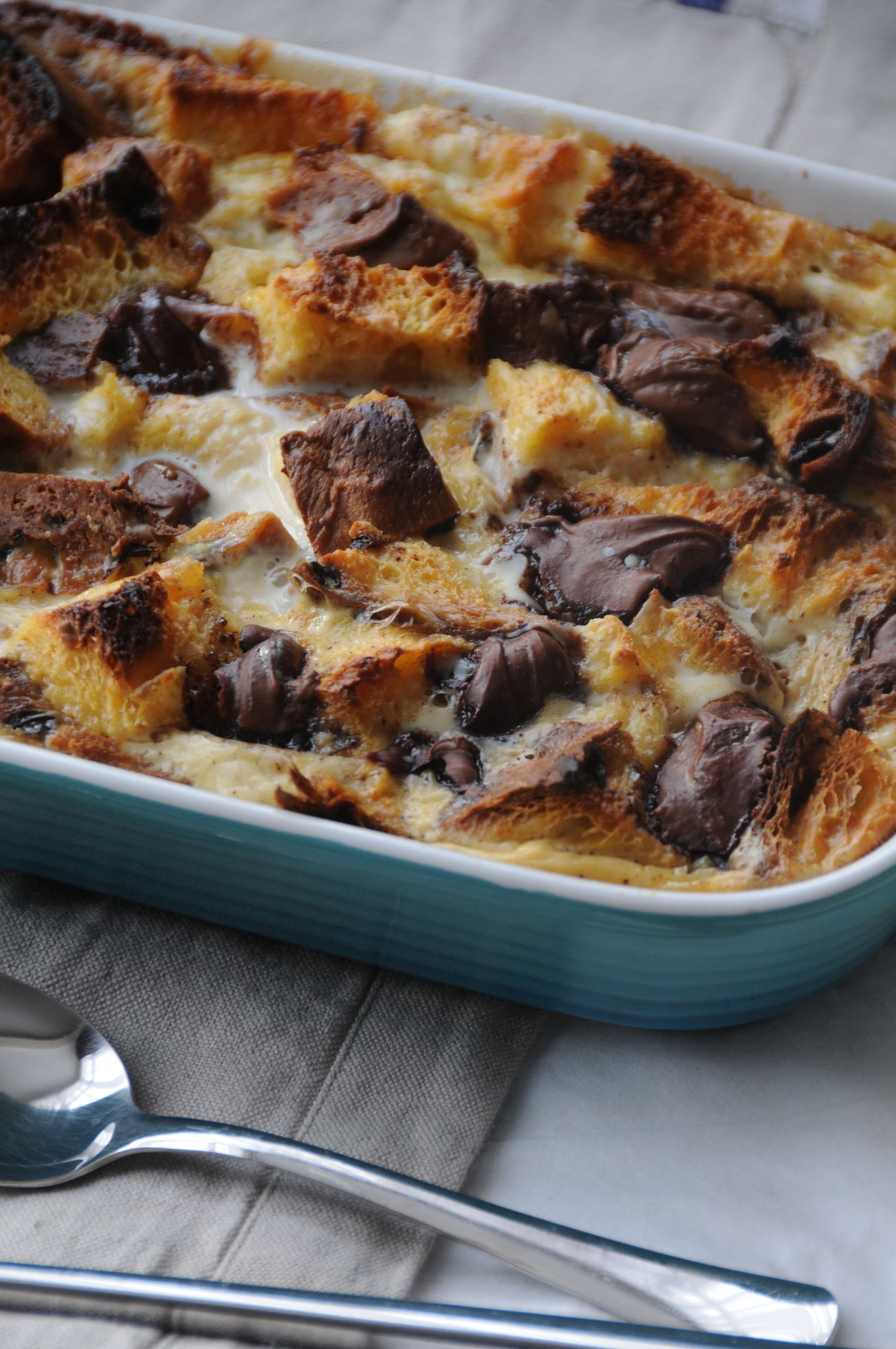 Nutella Bread Pudding with Leftover Christmas Panettone