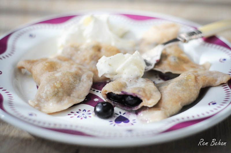 Blueberry Pierogi with Cinnamon Cream