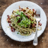 Recipe: Skinny Carbonara from {Everyday Super Food by Jamie Oliver}