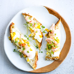 Salmon Egg and Cress Toast