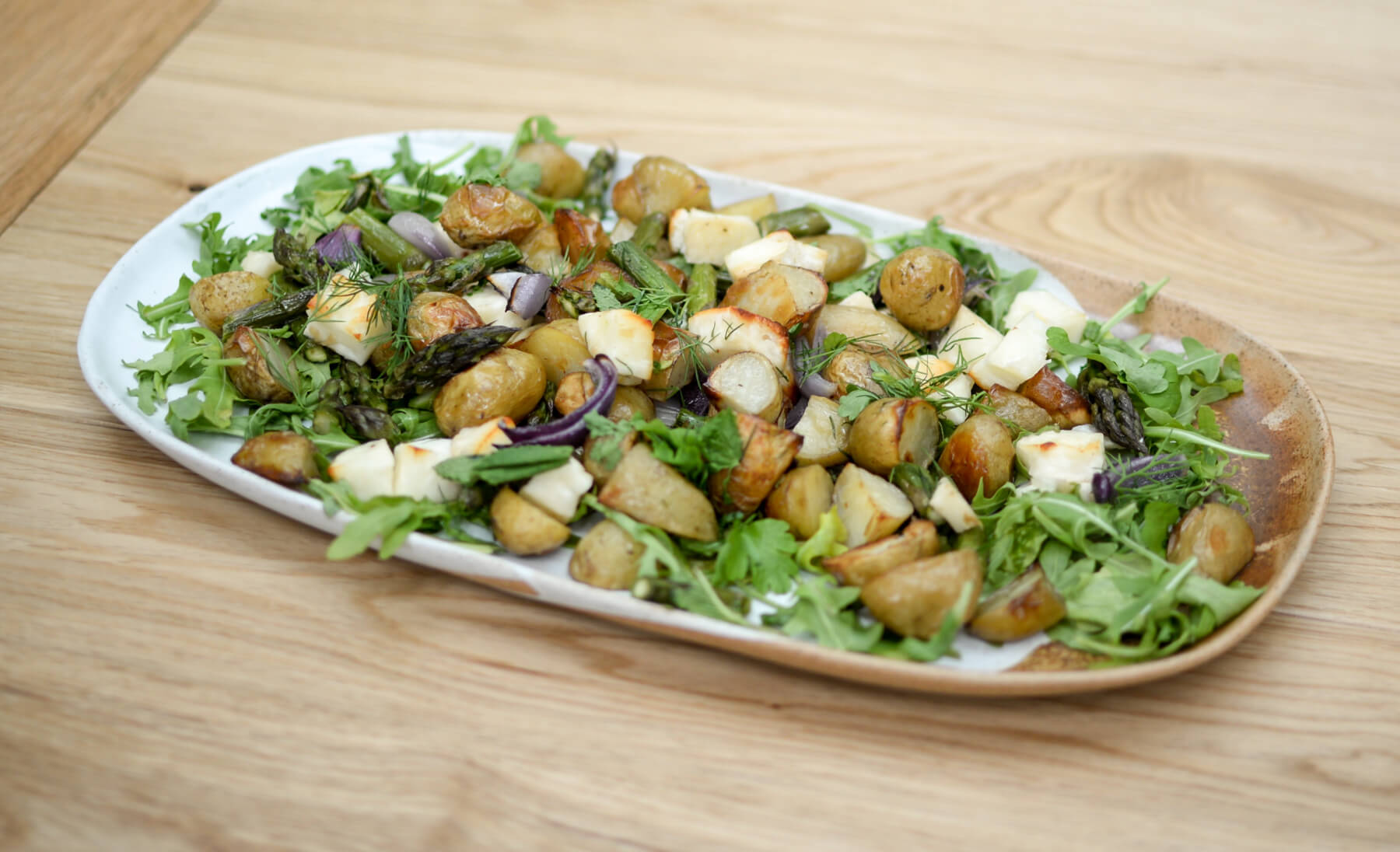 Warm New Potato, Asparagus and Halloumi Salad Ren Behan Author The