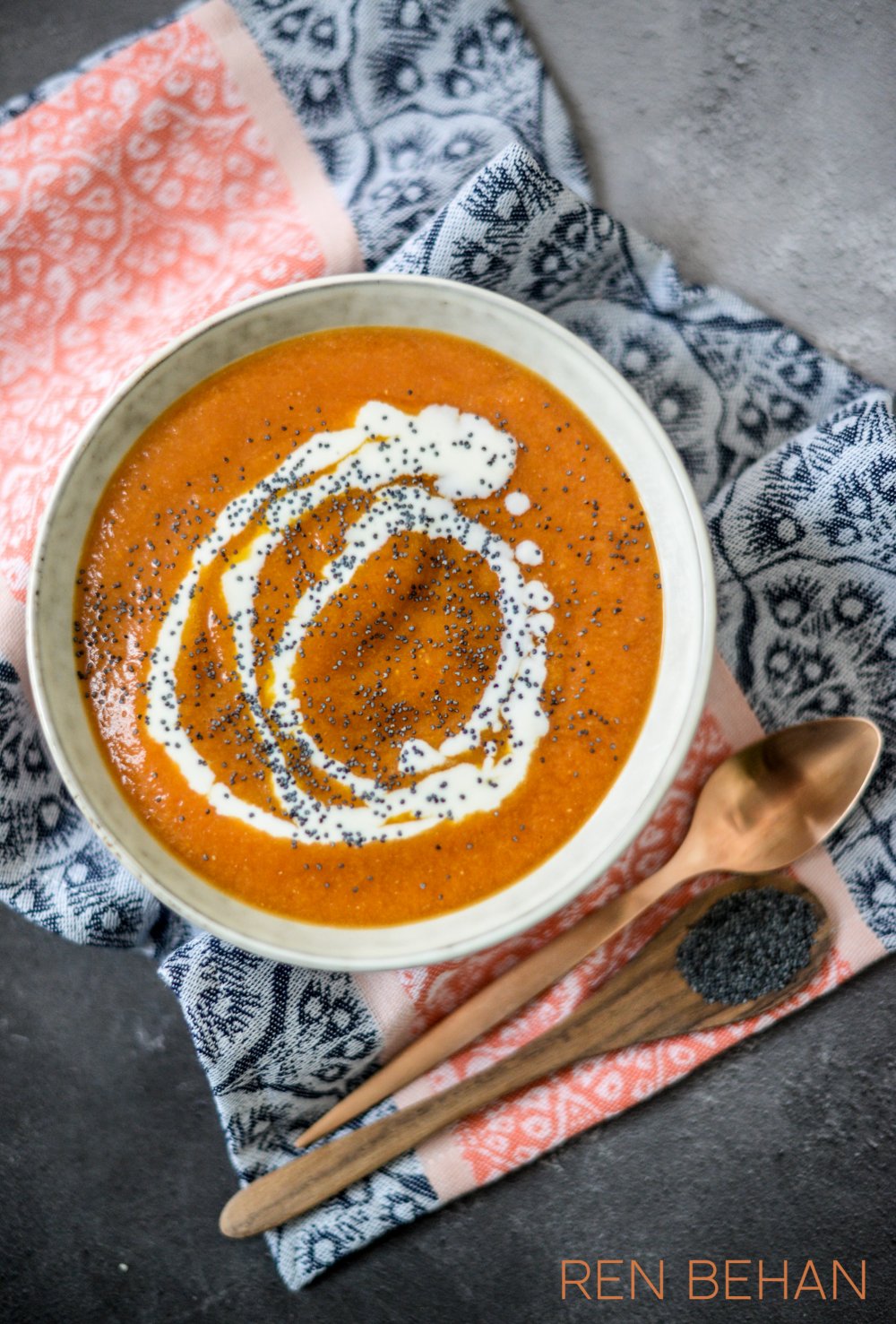 Pumpkin (or Butternut) Soup with Kefir and Poppy Seeds