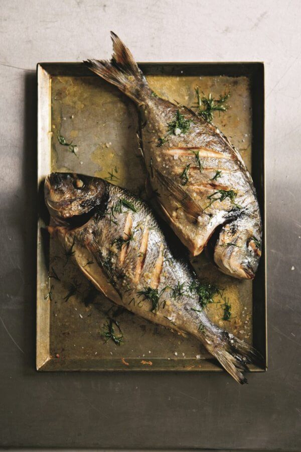 Fish Baked Bream with Dill Butter
